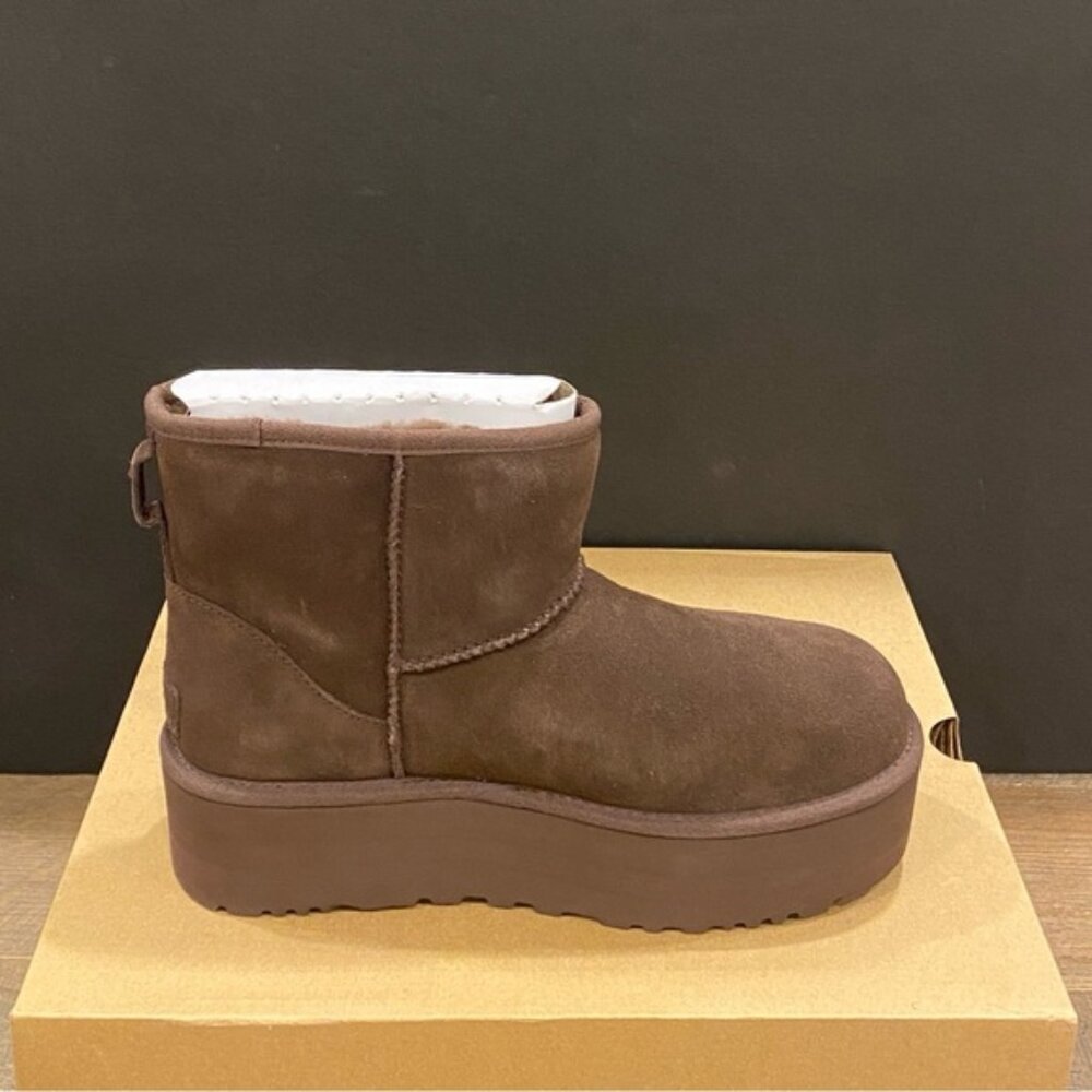 UGG Women's Classic Mini Platform Brown Short Ankle Boots Bootie Shoes NEW - Picture 2 of 5
